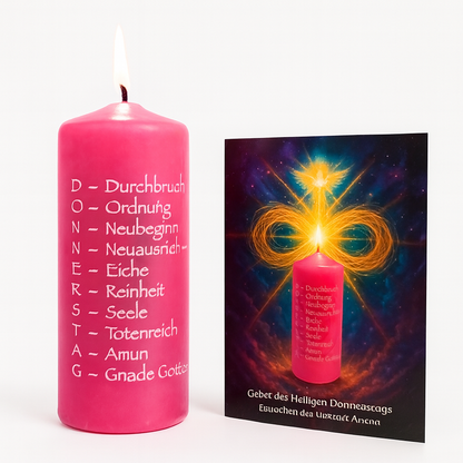 Donnerstagkerze mit neuer Frequenz beschreibung-meditation - Gebetskarte